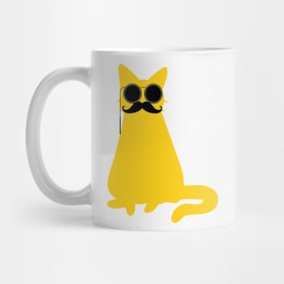 funny yellow cat with a big mustache and sunglasses Mug